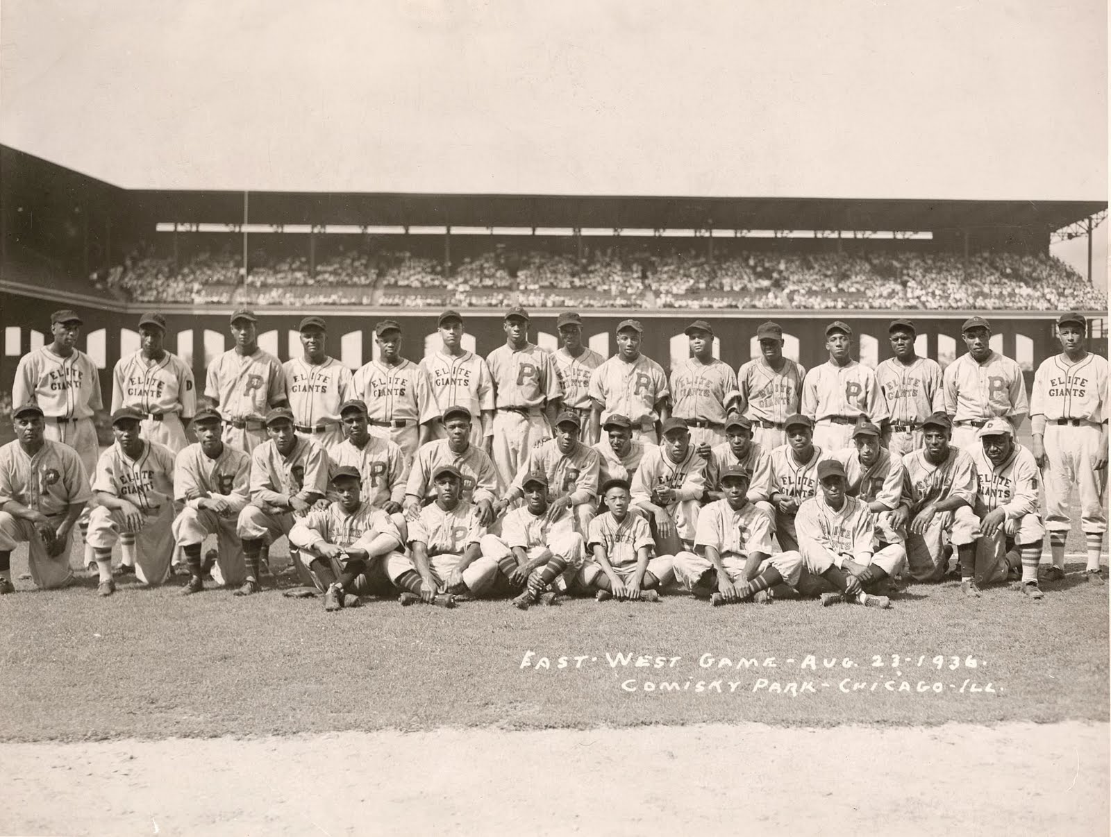 The 1936 Negro League All Stars at the old Comisky Park. 